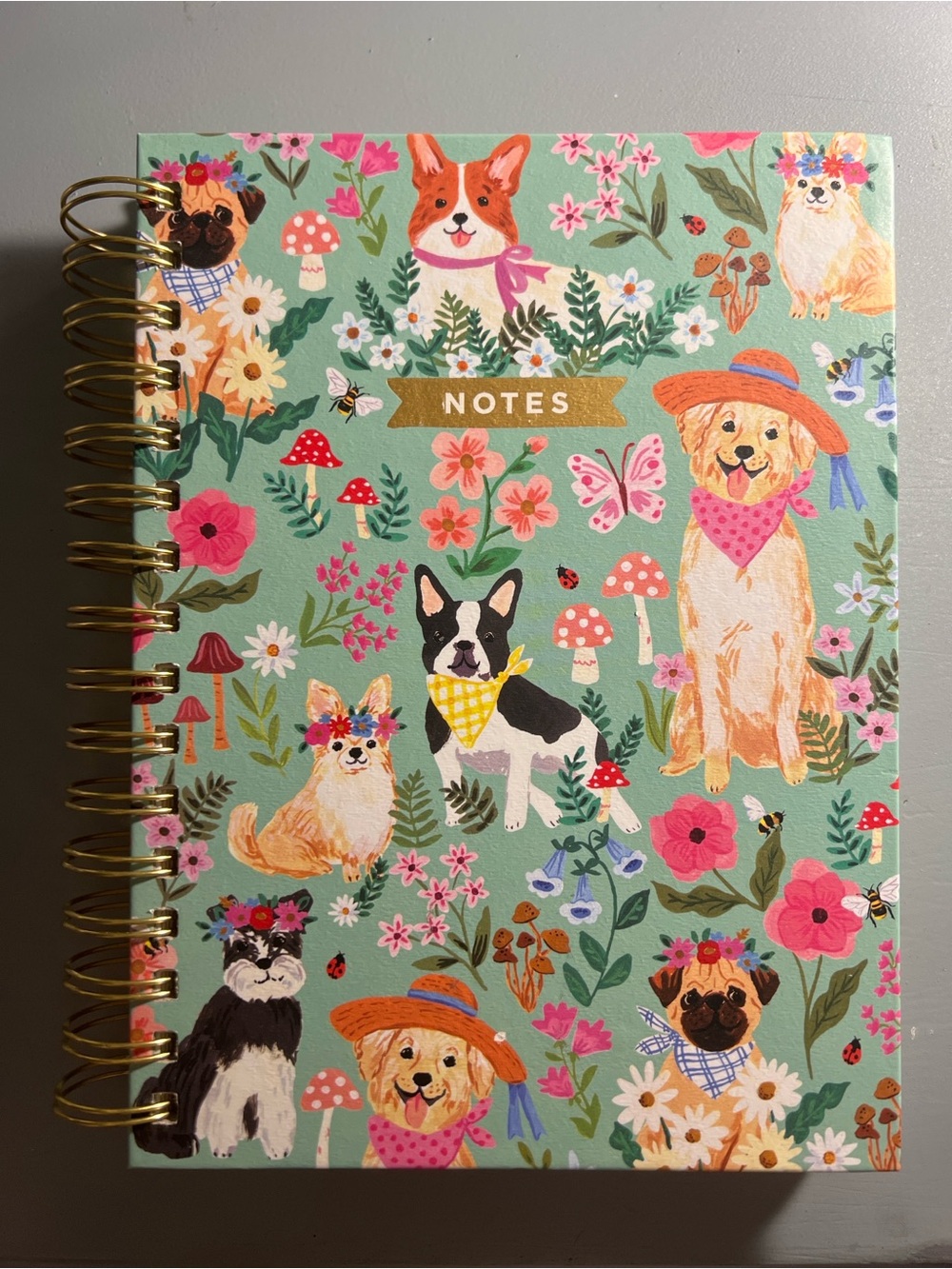 Clementine Paper Inc Dogs Flowers Spiral Notebook Journal Hardcover 8.5x6.25